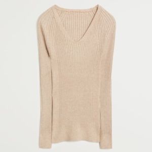 Mango Ribbed Beige Sweater
